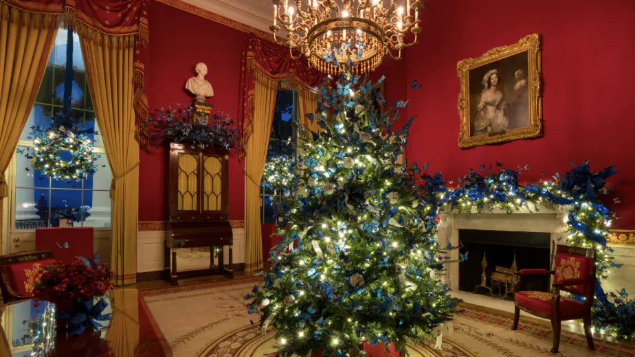 Melania Transforms White House For Christmas With Ten Thousand Butterflies