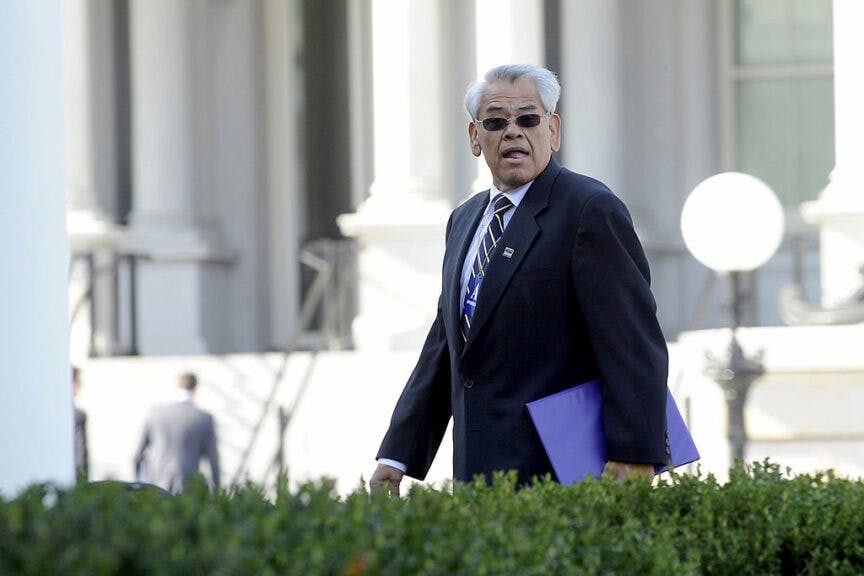 WASHINGTON, DC - NOVEMBER 16: Service Employees International Union Secretary-Treasurer Eliseo Medina arrives at the White House on November 16, 2012 in Washington. U.S. President Barack Obama met with Congressional leaders today to discuss deficit reduction and other economic issues. (Photo by Roger Wollenberg/Getty Images)