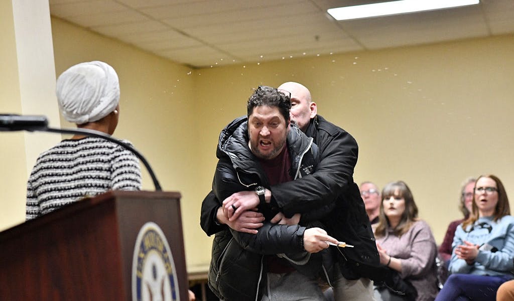 Man Rushes Ilhan Omar At Town Hall, Sprays Her With Unknown Liquid