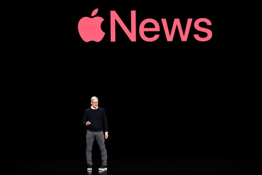 CUPERTINO, CA - MARCH 25: Apple Inc. CEO Tim Cook speaks during an Apple product launch event at the Steve Jobs Theater at Apple Park on March 25, 2019 in Cupertino, California. Apple Inc. announced the launch of , it's new video streaming service, and also unveil a premium subscription tier to its News app. (Photo by Michael Short/Getty Images)