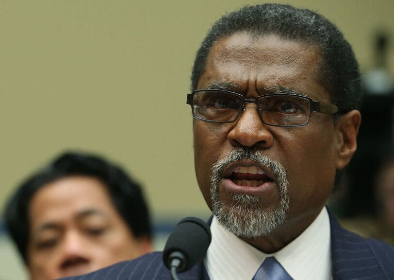 WASHINGTON, DC - MARCH 15: Darnell Earley, former emergency manager of Flint, MI., speaks during a House Oversight and Government Reform Committee hearing, about the Flint, Michigan water crisis, on Capitol Hill March 15, 2016 in Washington, DC. The committee heard testimony regarding the Federal Administration of the Safe Drinking Water Act in Flint, Michigan. (Photo by Mark Wilson/Getty Images)