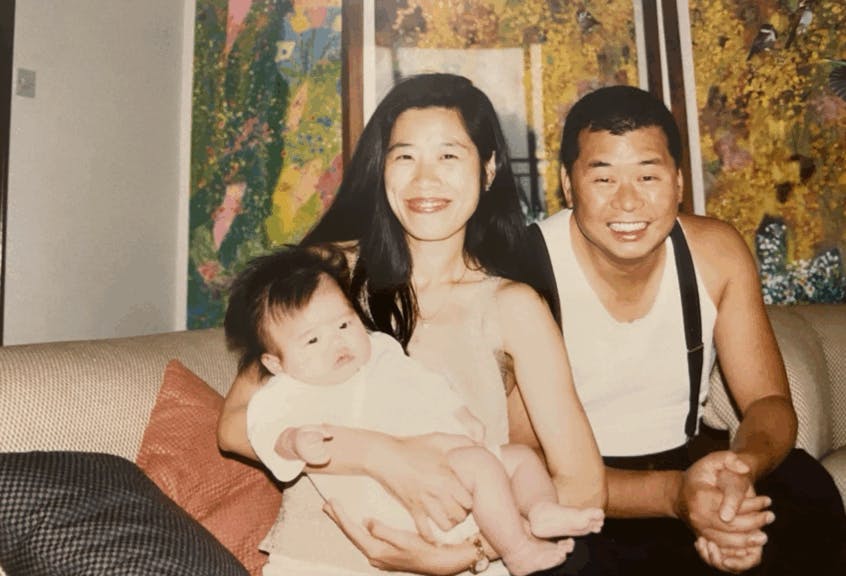 Claire Lai with her parents. 