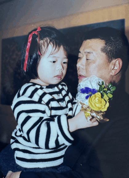 Claire Lai with her father Jimmy Lai. 