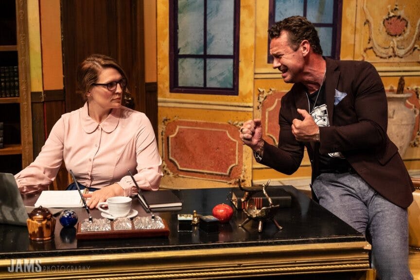 Stage Right Theatrics-The Uncanny.jpg: These are the lead characters, Sophia and Richard, in our 2022 production of Andrew Klavan's superb play, "The Uncanny."