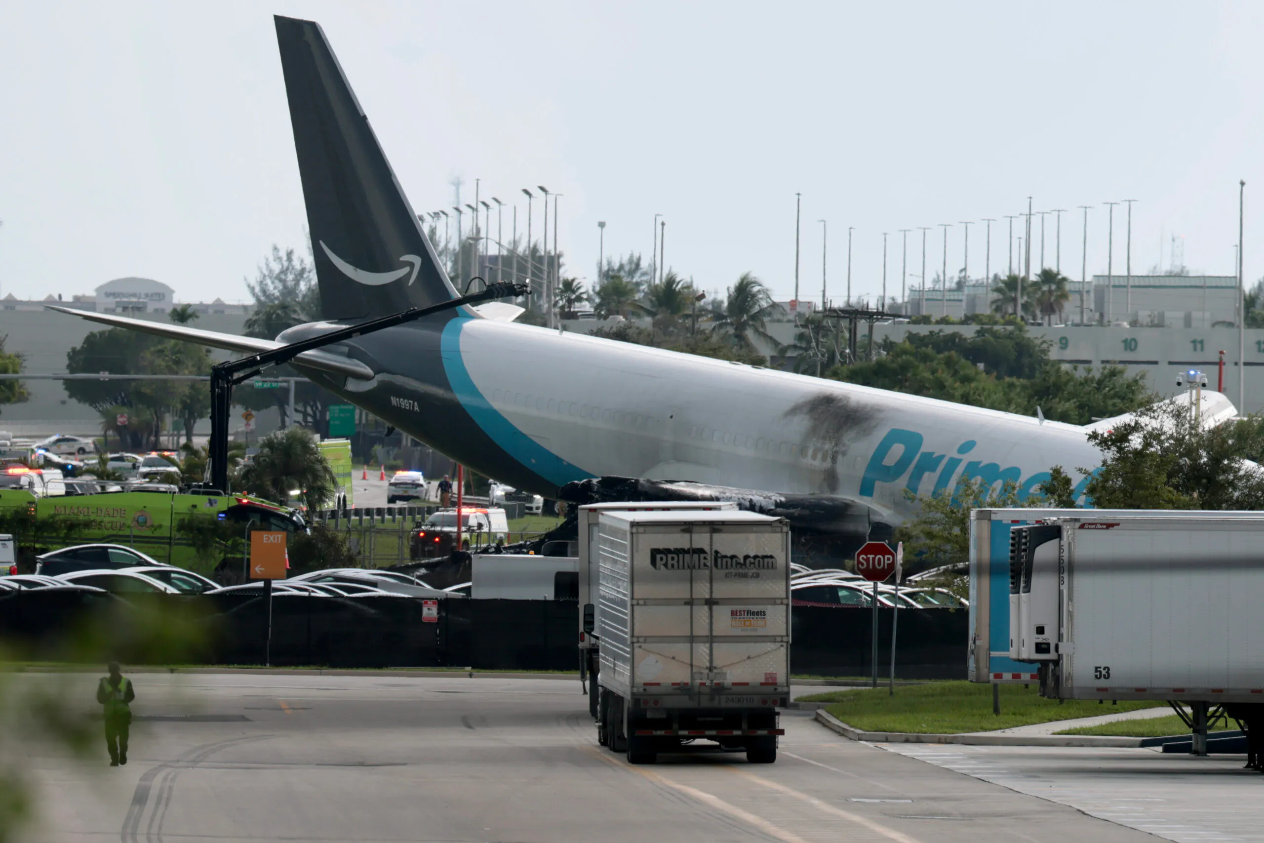 Amazon Cargo Jet Skids Off Runway, Bursts Into Flames Outside Miami Airport