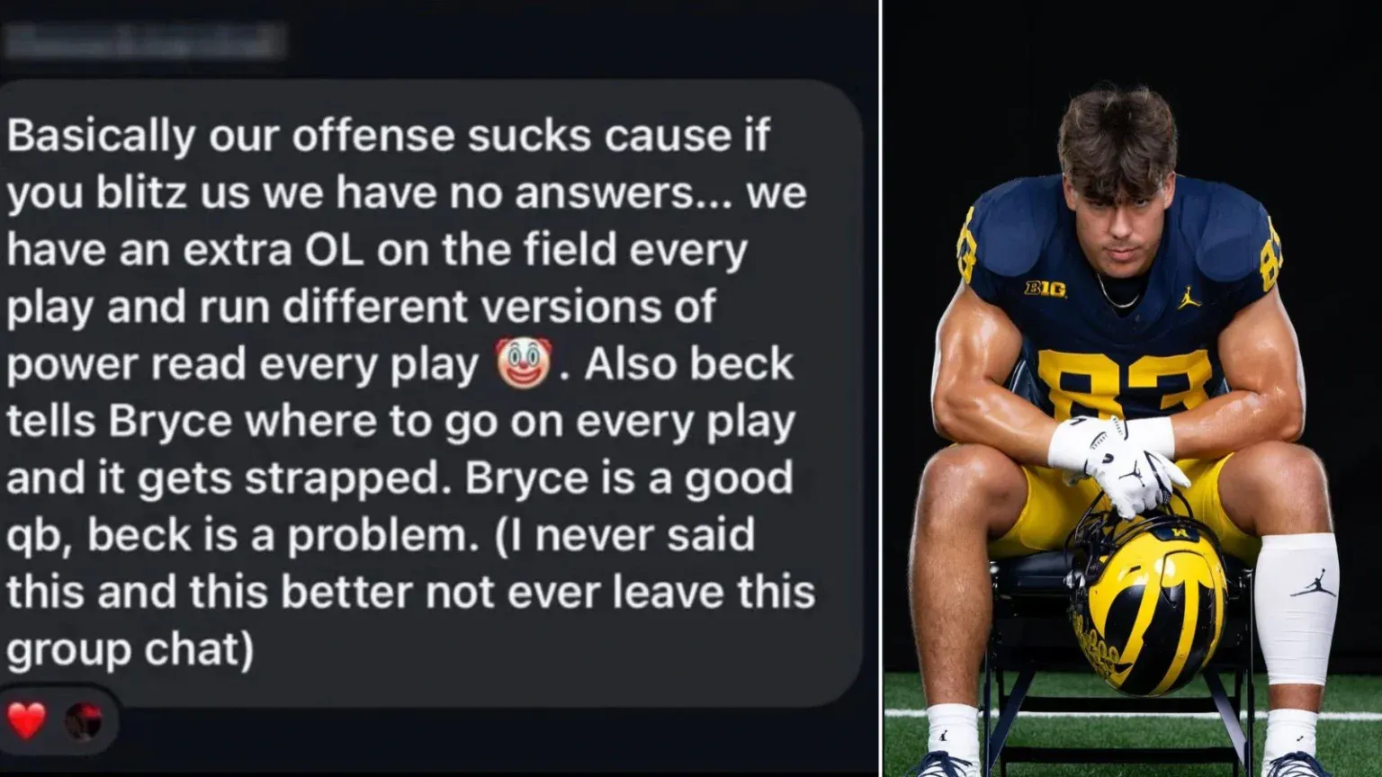 Michigan Player Apologizes After Private Messages Trashing His Coach Get Leaked
