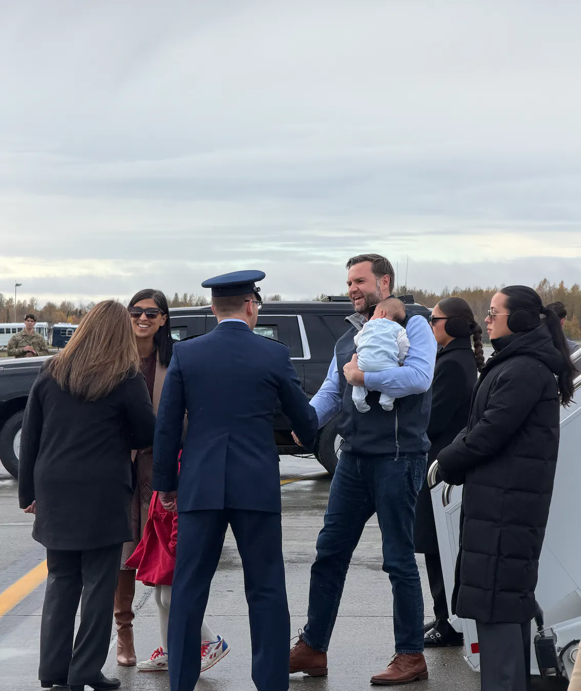 JD Vance and his family arrive in Alaska. Photo: Mary Margaret Olohan for The Daily Wire. 