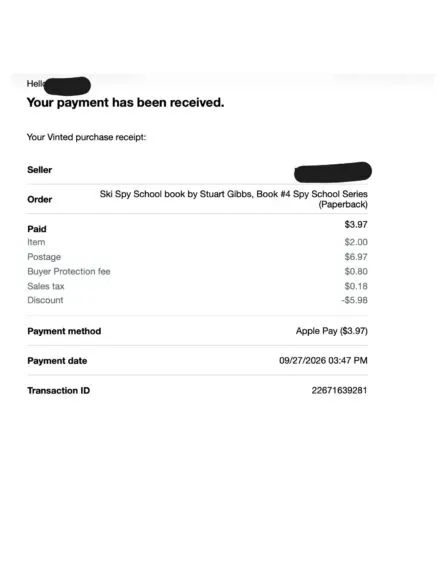 Vinted receipt