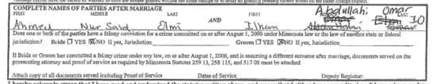 Ilhan marriage certificate